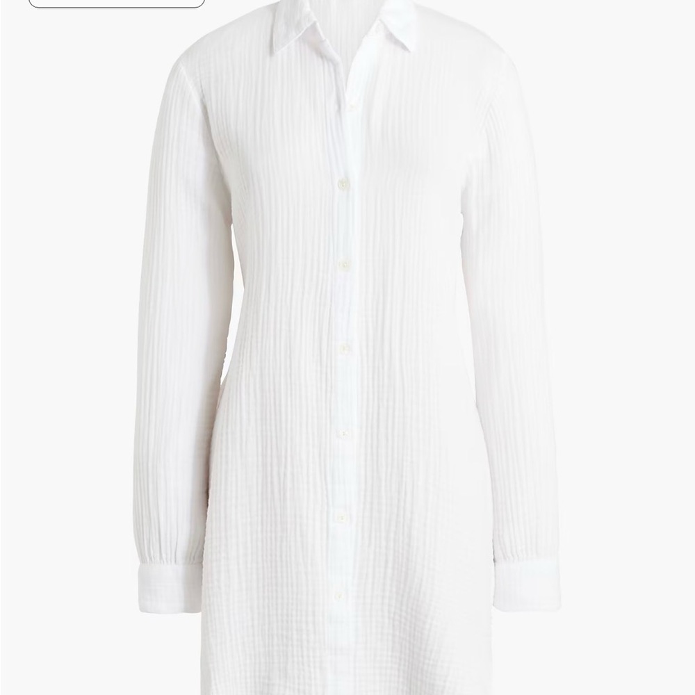 Button-down gauze tunic cover-up